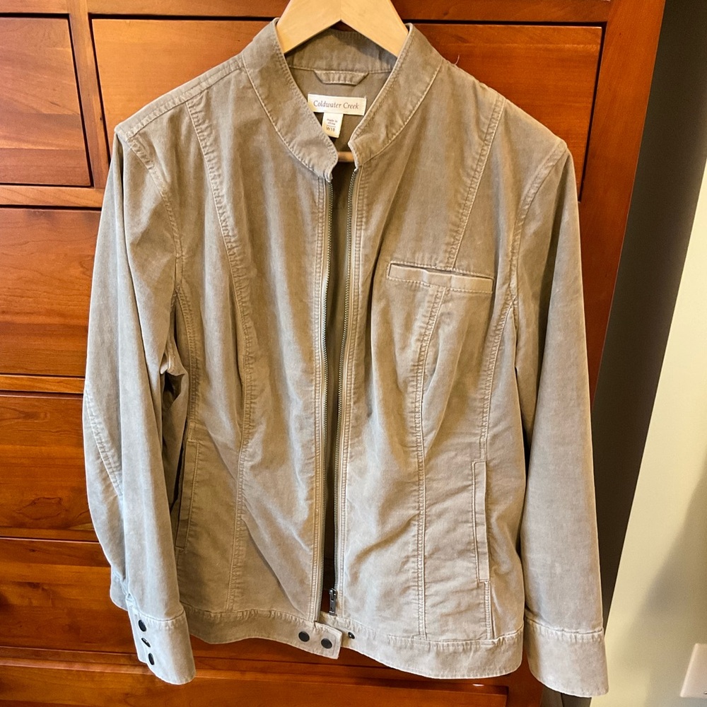 Coldwater Creek Women's Tan Cotton Velveteen Jacket Size 18